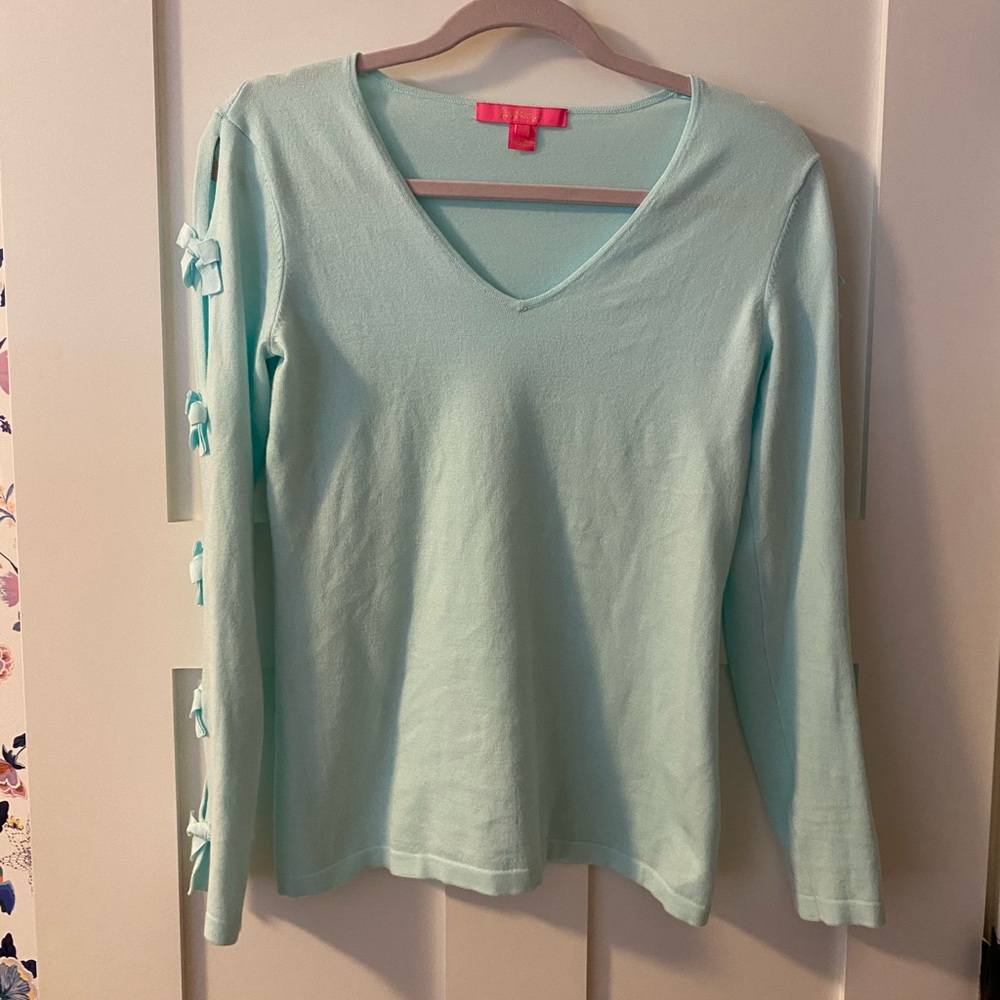 Lilly Pulitzer Turquoise Bow Sweater